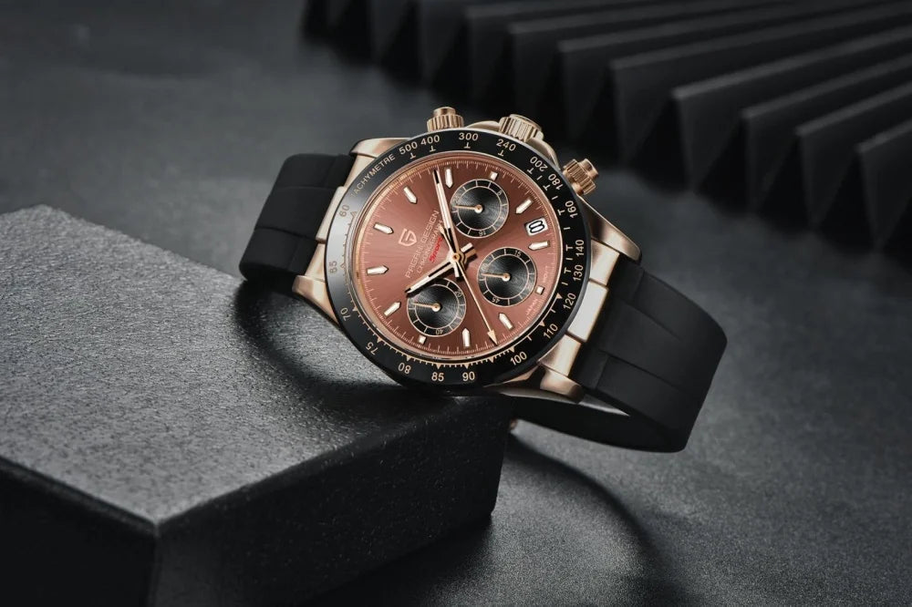 Originale neue PAGANI DESIGN PD-1664 Luxus-Herrenuhr mit japanischem VK63-Quarzwerk, Saphirglas, wasserdichtem Chronographen, Gold