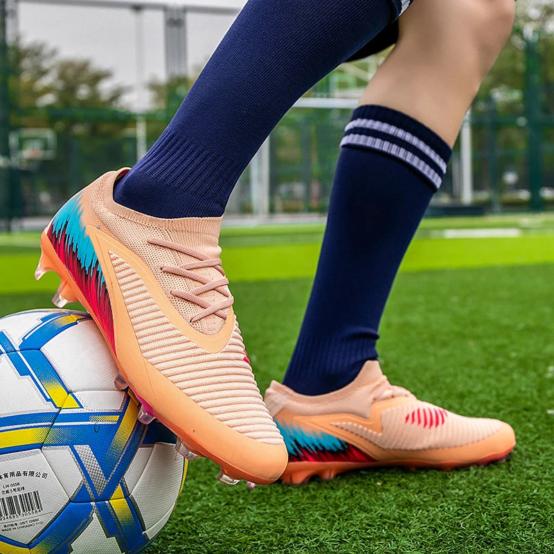 Football Shoes Men Quality Outdoor Training Soccer Boots Black White Long Spike Suitable for Teenager Boys Big Size