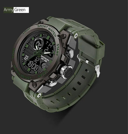 SANDA Montres de luxe haut de gamme pour homme, montre militaire, montre-bracelet sportive étanche, montre à double affichage, Relogio Masculino