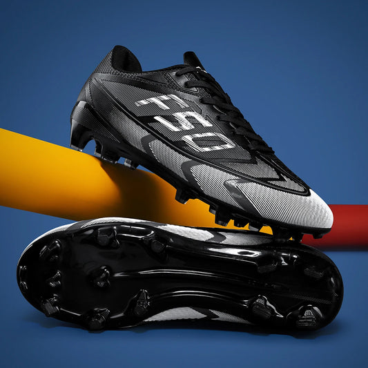 Lightweight AG /FG Soccer cleats PU Fabric Sweat Absorbent Upper TPU Non-slip Sole Durable Boys Girls Football Training