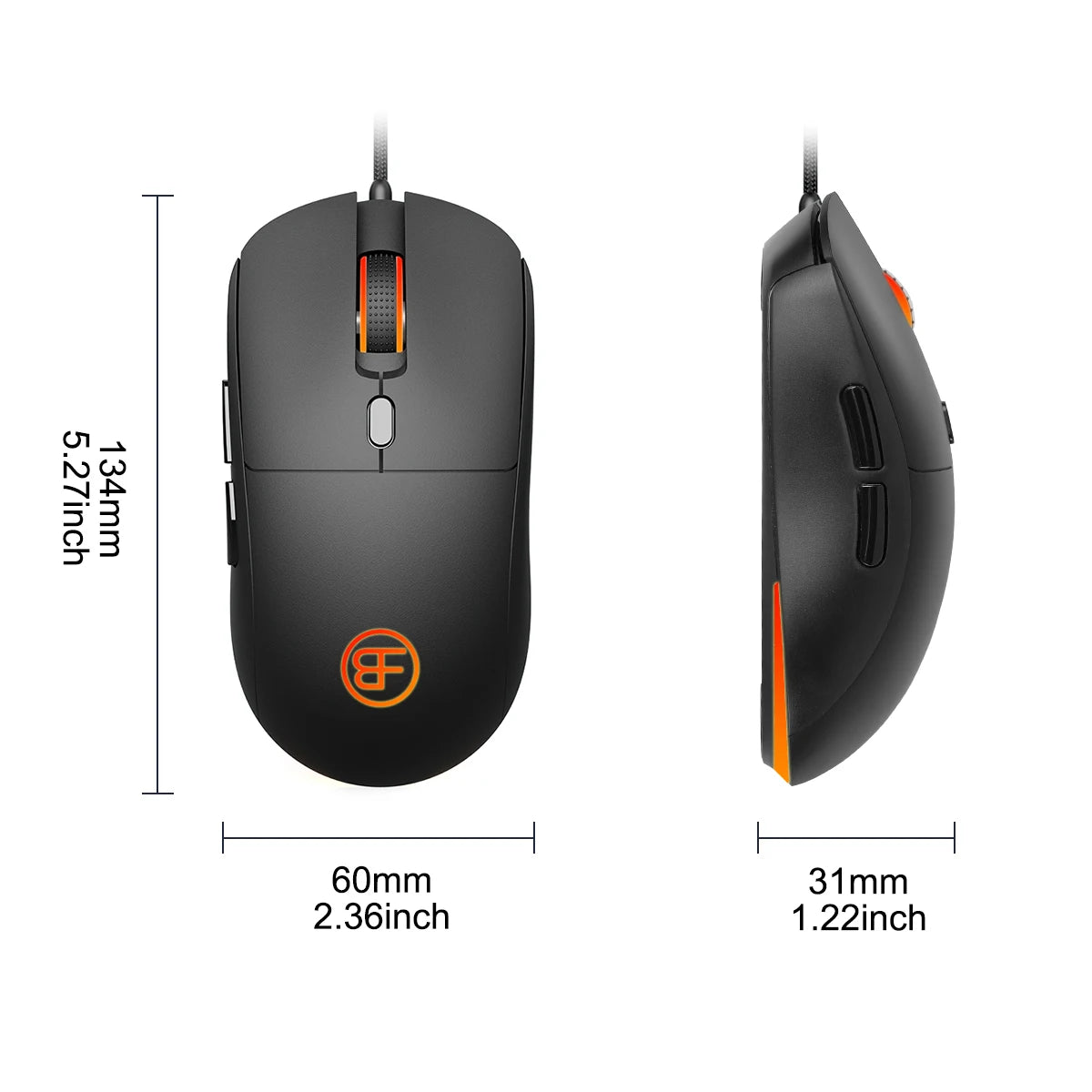 Wired Mouse USB Wired Optical Mouse Ergonomic 7200 DPI Adjustable 6 Buttons Office Mice for PC Laptop Computer Macbook Gamer