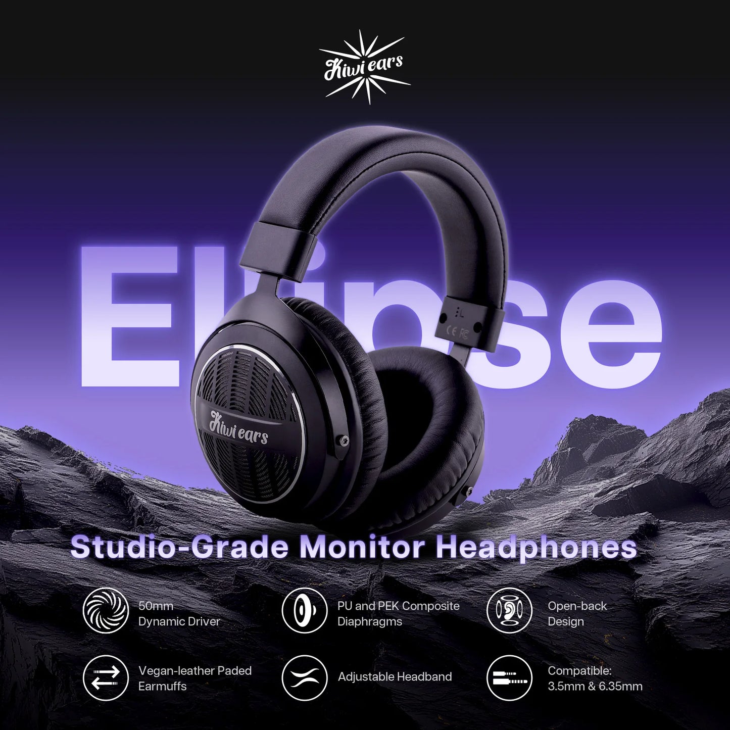 Linsoul Kiwi Ears Ellipse Studio-Grade Dynamic Driver Headphones with Comfortable Design and Dtachable Cable Design