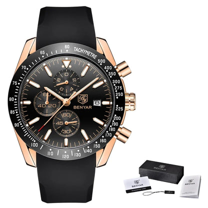 Orologio da uomo BENYAR 5140, orologio sportivo casual, orologio al quarzo di lusso impermeabile, cronografo militare di marca di alta gamma.