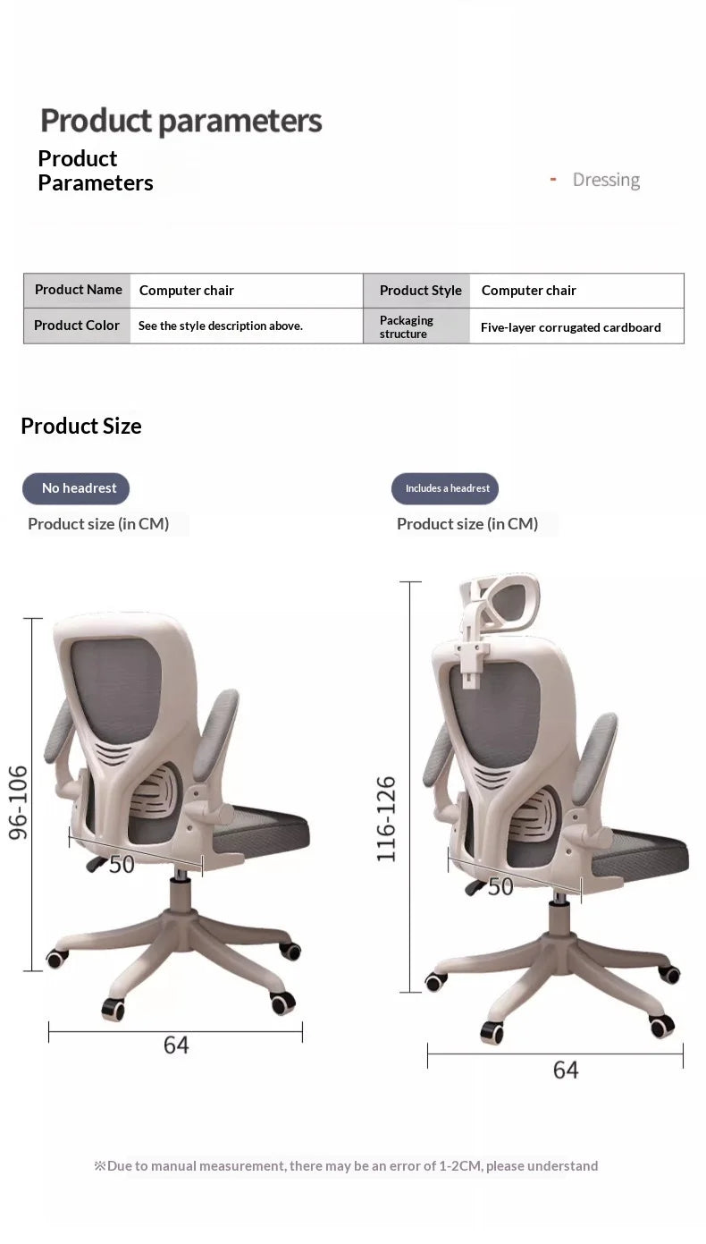 Ergonomic Office Chair Adjustable Lumbar Support Mesh High Back Swivel Computer Gaming Chair Reclining Armrest White Black
