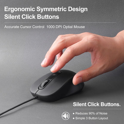 USB C Wired Mouse Silent Click 1000DPI Type-C Mouse For Laptop/Tablet/Phone Compatible with Mac/Windows/Android Plug and Play