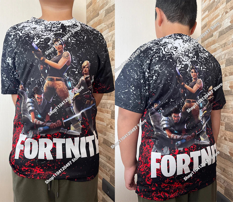 Аниме Fortnite тениски за момичета, тениска за момчета, бели тениски с анимационен принт, летни бебешки тениски, сладки горнища с принт, костюм