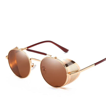 MUSELIFE Retro Round Metal Sunglasses Steampunk Men Women Brand Designer Glasses Oculos De Sol Shades UV Protection