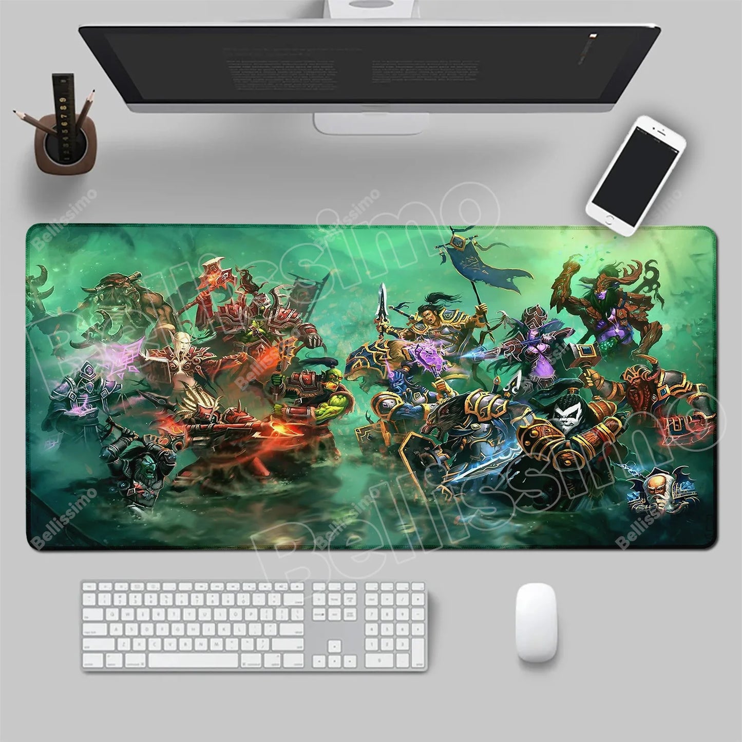 World Of Warcraft 90x40 Μεγάλο Gaming Mouse Pad Επιφάνειας Γραφείου για Παιχνίδια Csgo, Φυσικό Καουτσούκ, Μεγάλο Gamer XXL Mousepad Υπολογιστή