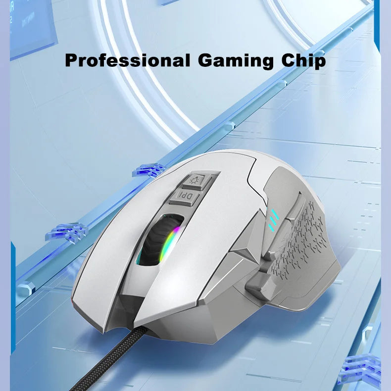 Wired Game Mouse 12000 DPI Adjustable Macro Programming RGB Backlight Ergonomics Design Fire Key E-sport Mause Gaming PC Mice