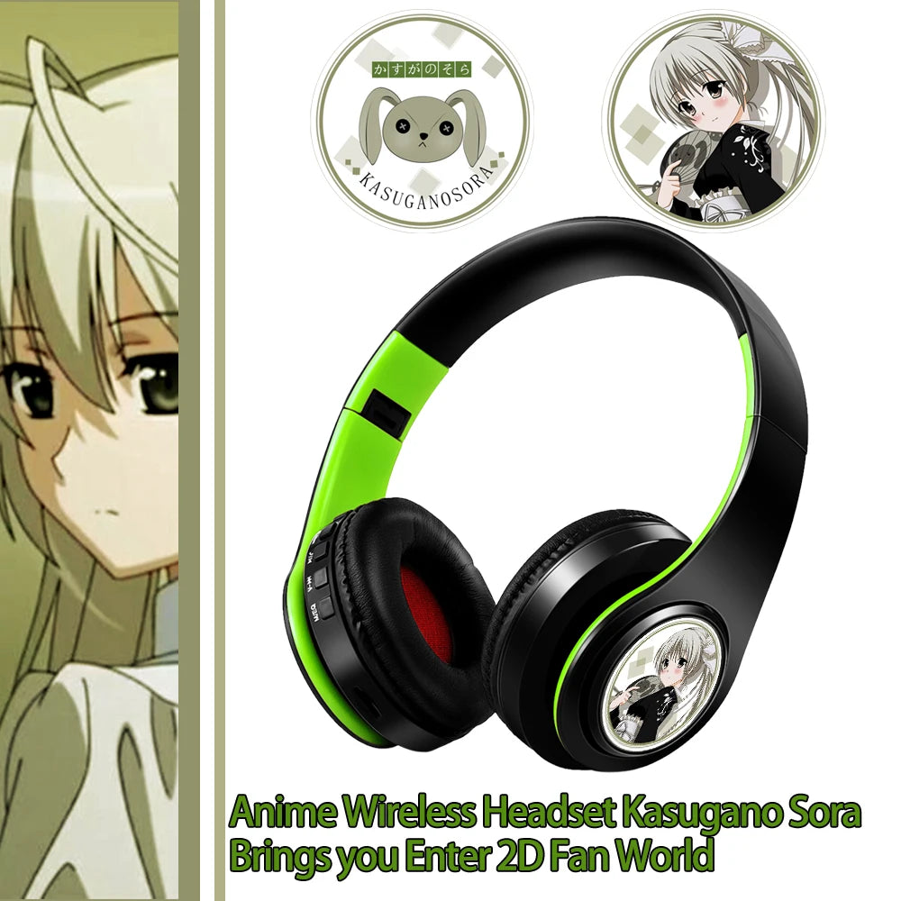 Japan Anime Headphone Demon Slayer Kimetsu No Yaiba Kamado Tanjirou Cosplay Bluetooth Headset Earphone with Mic Support TF Card