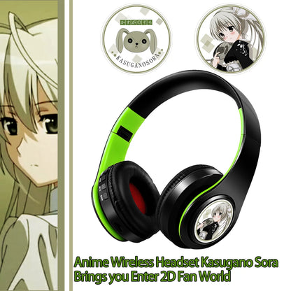 Japan Anime Headphone Demon Slayer Kimetsu No Yaiba Kamado Tanjirou Cosplay Bluetooth Headset Earphone with Mic Support TF Card