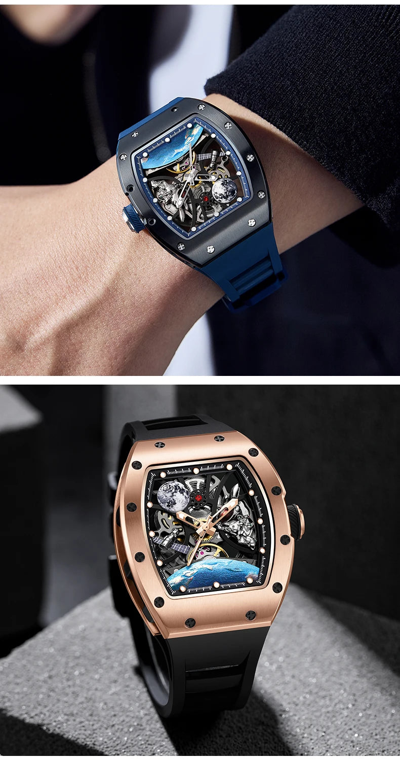 Automatic Mechanical Skeleton Watch Sports Premium Custom Logo Hollow Out Wristwatch for Active Lifestyle