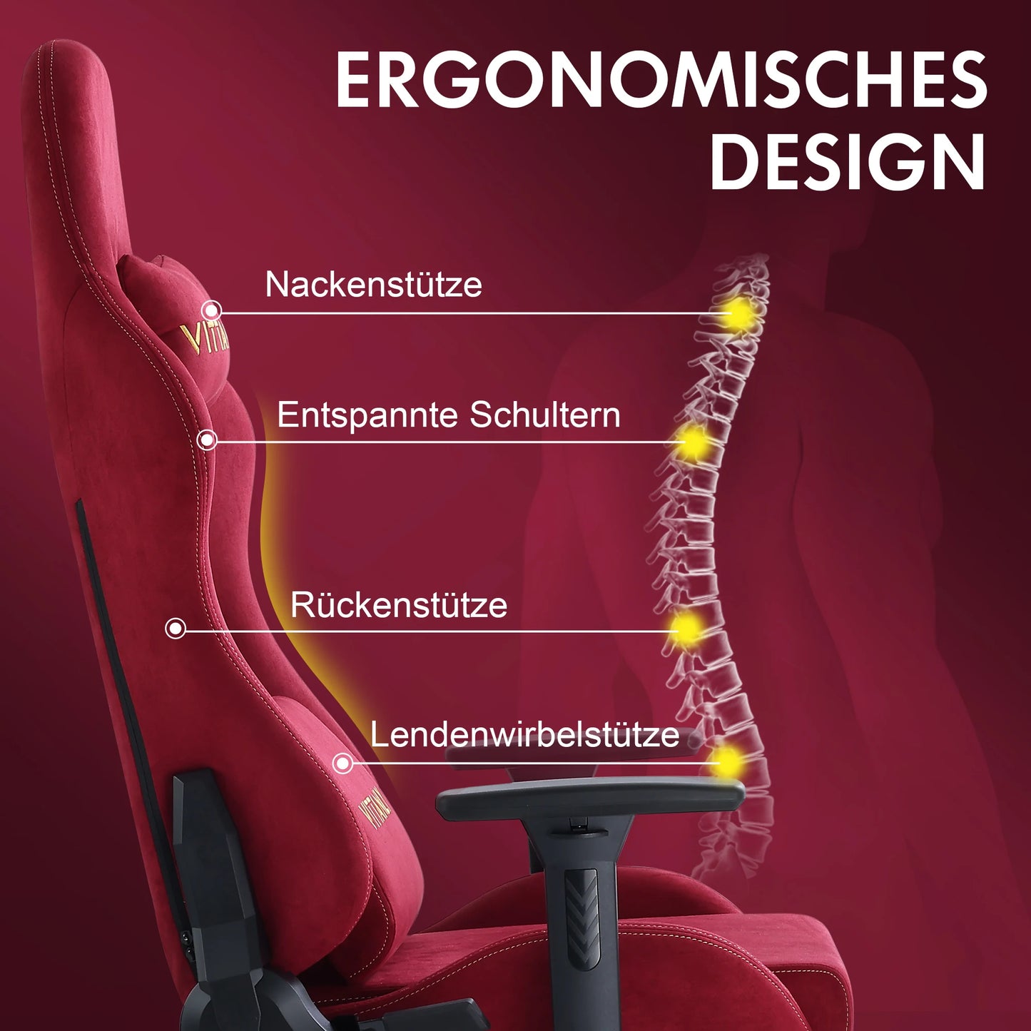 HAPIHAPPY Fashion Gaming Chair Genuine Computer Office Chair with Pocket Spring Cushion Linkage Armrests and Footrest Game Chair