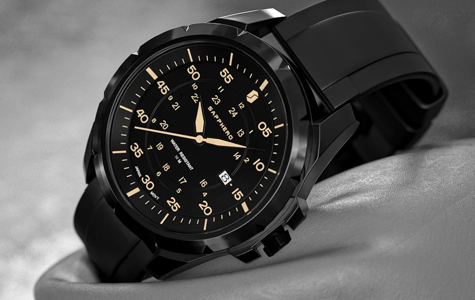 Orologio da uomo SAPPHERO – Orologio al quarzo di lusso, impermeabile fino a 50 m, dotato di un meccanismo importato e di una cassa in acciaio inossidabile – Un’idea regalo ideale per l’uomo.
