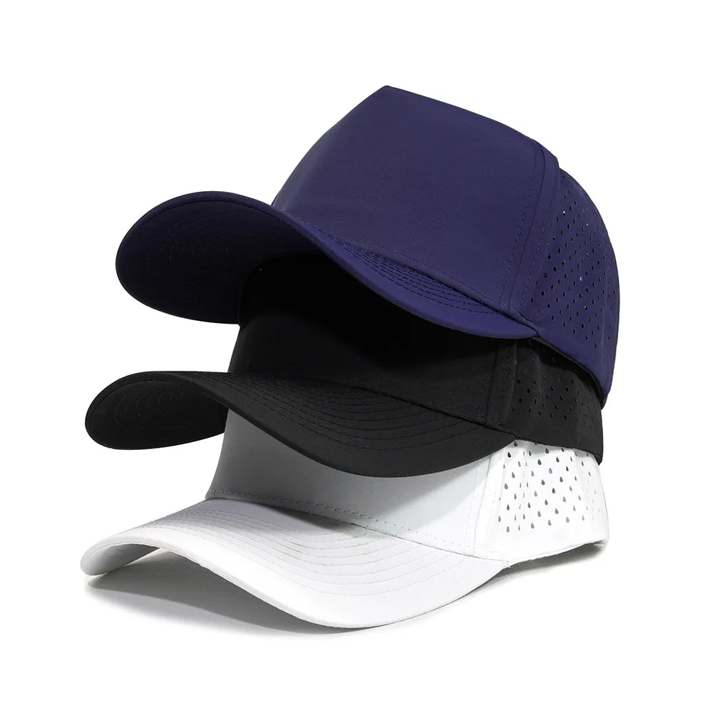 1PC New Five-ply laser perforated quick-drying cap breathable sports visor cap summer waterproof perforated truck baseball cap