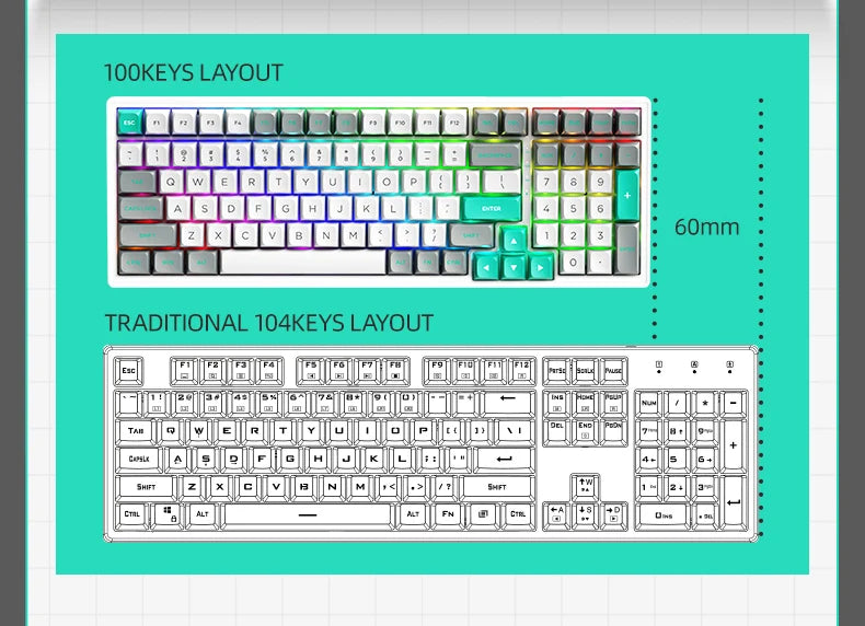 MACHENIKE CK600 Tri-Mode Mechanical Keyboard Full Size Wireless Gaming Keyboard Hot Swappable ANSI Layout For PC Gamer Office