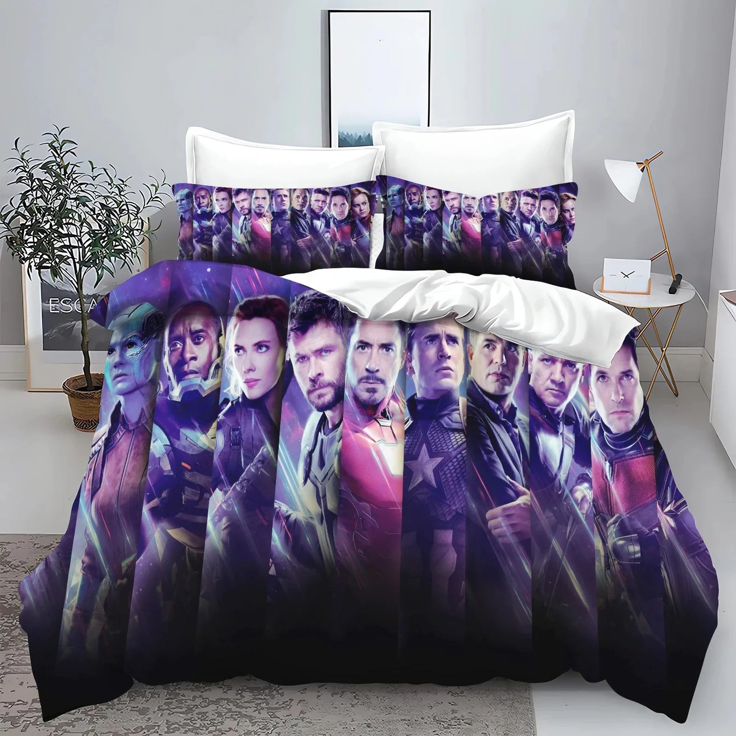 The Avengers helden-dekbedovertrek met kussensloop, beddengoedset voor volwassenen, jongens en meisjes, slaapkamerdecoratie voor kinderen, eenpersoons, tweepersoons, groot formaat
