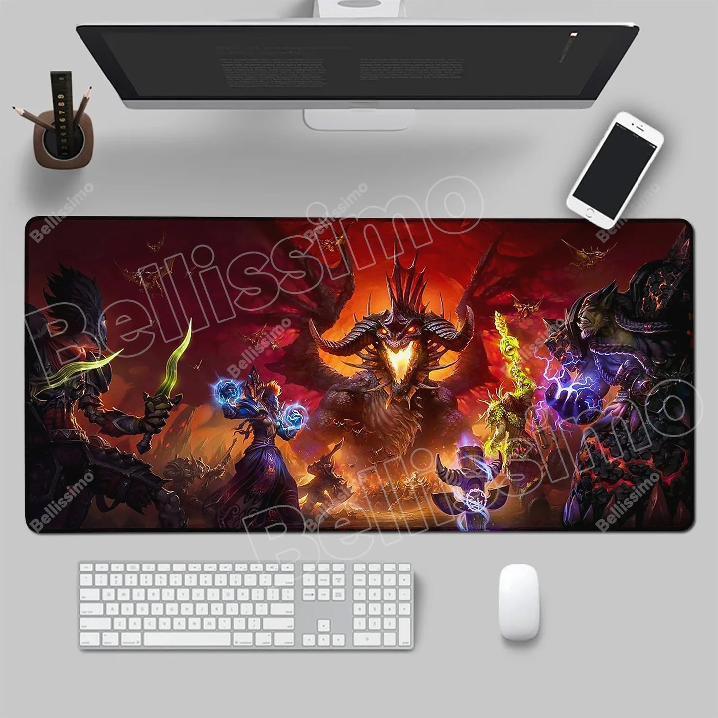 World Of Warcraft 90x40 Μεγάλο Gaming Mouse Pad Επιφάνειας Γραφείου για Παιχνίδια Csgo, Φυσικό Καουτσούκ, Μεγάλο Gamer XXL Mousepad Υπολογιστή