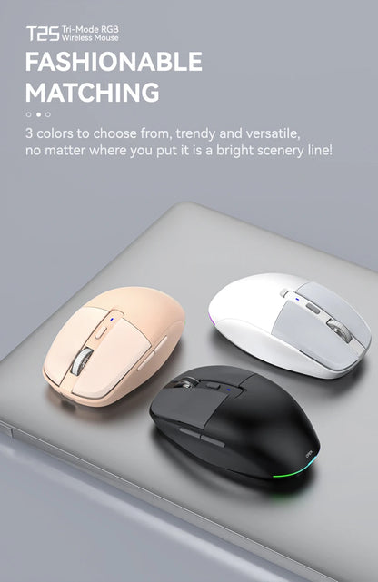 Tri-mode Mouse With Dual Receivers Type-C/USB 2.4G Bluetooth 5.1 Wireless Mouse RGB Charging Silent Mouse For Android IOS