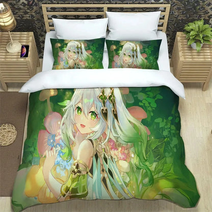 Anime Genshin Impact Bedding Set Boys Girls Twin Queen Size Duvet Cover Pillowcase Bed Kids Adult Fashion Home Textileextile