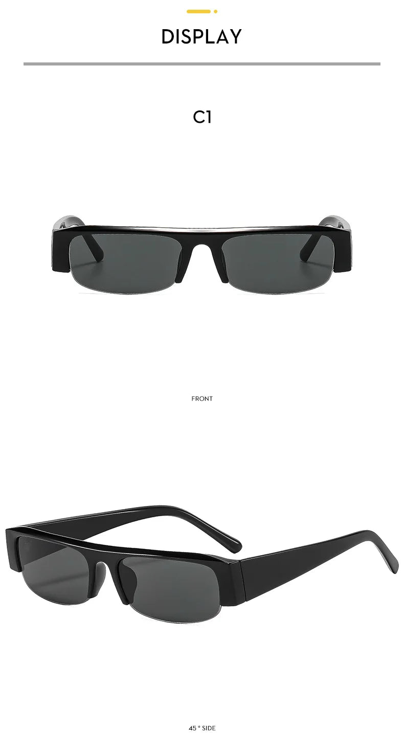Vintage-Sonnenbrille mit kleinem, rechteckigem Halbrahmen in Schwarz, Leopardenmuster und Farbverlauf – trendige Damen-Sonnenbrille zum Autofahren