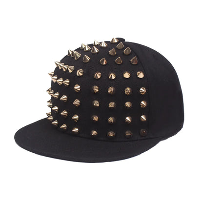 Men Caps Flat Hat Hip Hop Snapback Fancy Rivet Baseball Cap Street Dance Cap Trendy Mesh Visor Youth Boys Girls