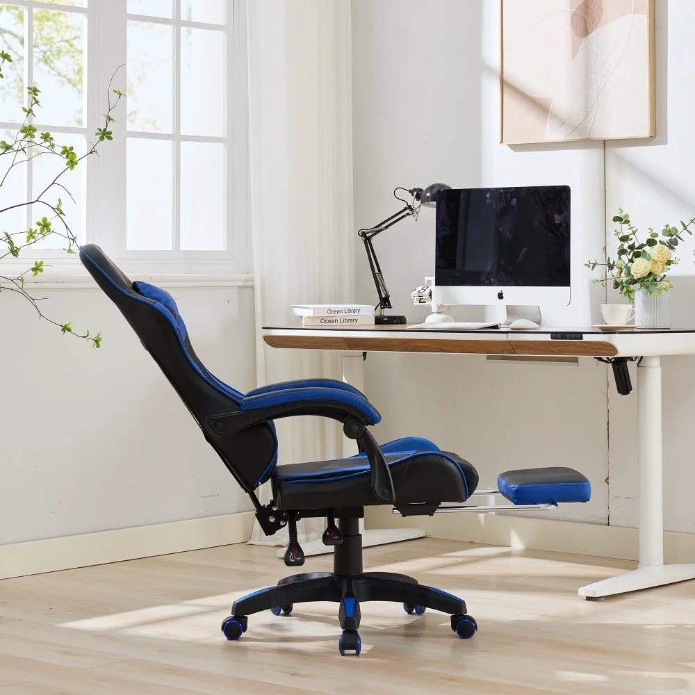Ergonomic Rotating Gaming Chair, 360 Reclining Office Chair °   Pivoting, Height-Adjustable, Footrest, Headrest