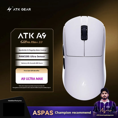ATK  A9 Plus Gaming Mouse Wireless A9/A9 SE/A9 Pro Tri Mode 8K Gaming Mouse Lightweight A9 Ultimate E-sports PC Gift Customized