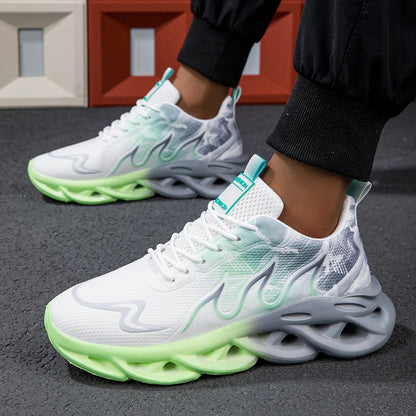 Μοντέρνα ντεγκραντέ sneakers για γυναίκες και άνδρες, με πλεκτή ύφανση, αντικραδασμική σόλα, casual αθλητικά παπούτσια unisex με κορδόνια, ελαφριά και διαπνέοντα