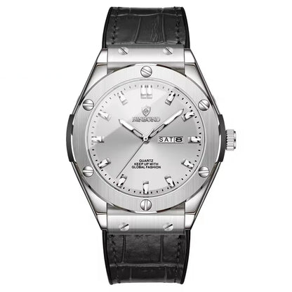 Herrenuhr, lässiger Stil, Lederarmband, Automatik- oder Quarzmodell, Luxusaccessoire, ideale Geschenkidee, trendige Armbanduhr.