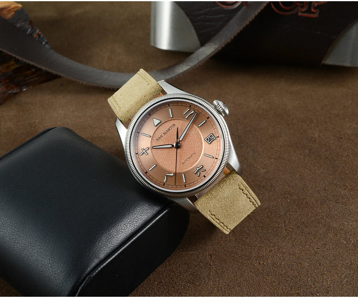 San Martin 39.5mm Men Pilot Watch YN55 Automatic Mechanical Aviation Watches Chinese Style Original Design SN0033 Field Reloj