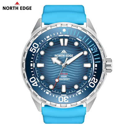 NORTH EDGE NEW+ TRITON-TI Titanium Solar-Powered Diving Watch Luxury Quartz Watches for Men 300M Waterproof 180+ Day Power