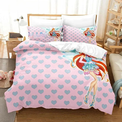 Anime W-Winx Clubs Duvet Cover Pillowcase Bedding Set Adult Boy Girl Bedroom Decoration Children Gift Single Double Large Size