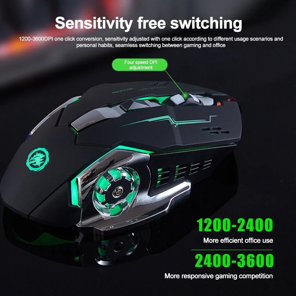 Rechargeable Wireless Mouse Gaming Computer Silent Bluetooth Mouse USB Mechanical E-Sports Backlight PC Gamer Mouse For Computer