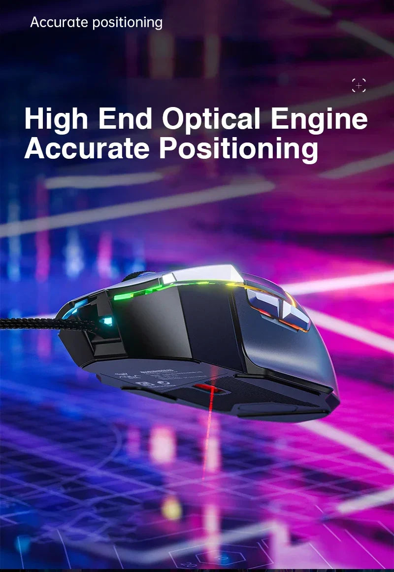 AULA S12Pro Wired Mechanical Mouse 1000HZ 12800DPI RGB Low Latency Macro Defines Esports Gaming Mouse PC Gamer Accessories