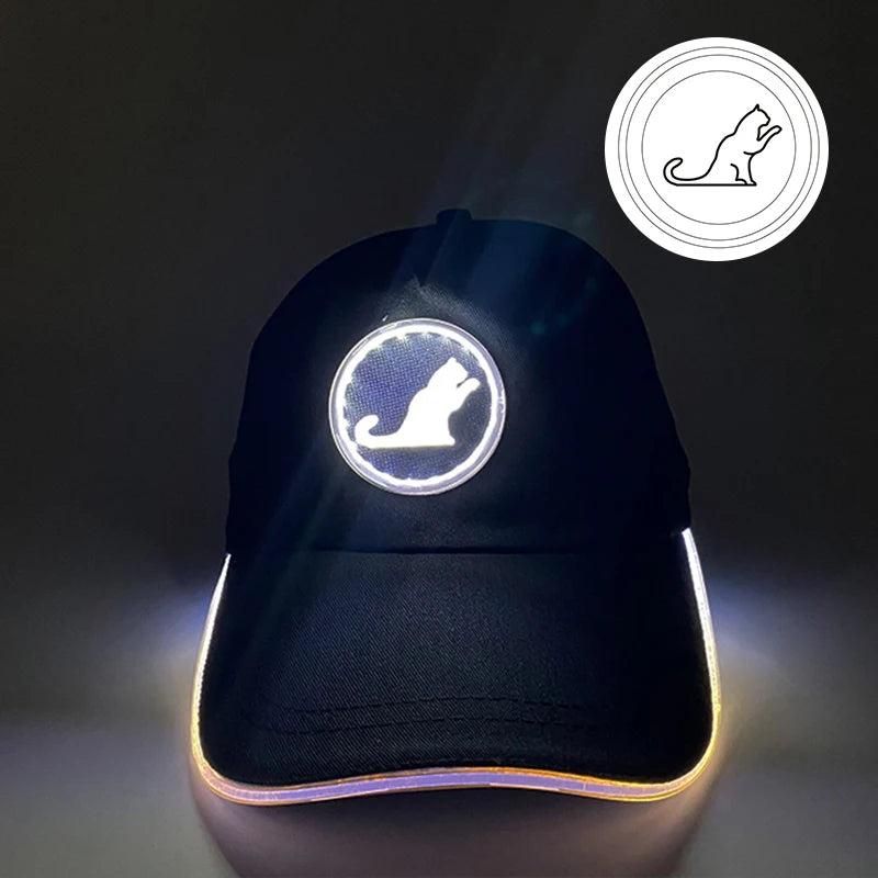 Fashion Glowing Baseball Cap LED Light Up Hip Hop Hat Bar Club Props Fluorescent Hat Men Women DJ Dance Supplies Costume