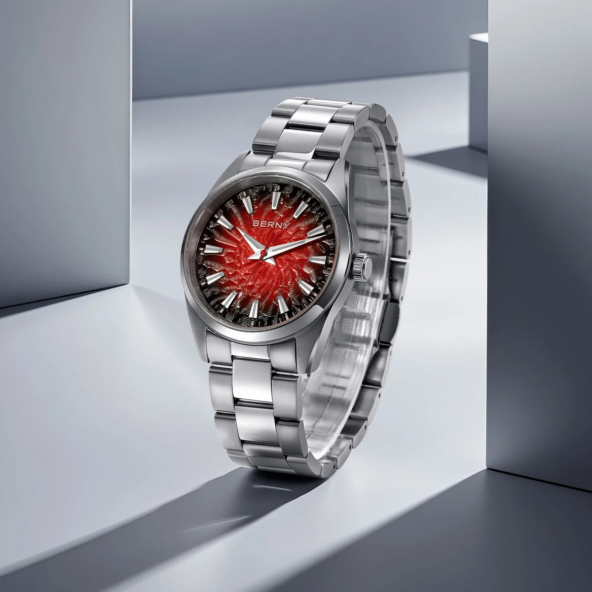 Orologio da uomo BERNY – Orologio al quarzo, vetro zaffiro, lancette luminescenti, impermeabile fino a 10 ATM, interamente in acciaio inossidabile – Stile elegante e casual, ideale per l’uso quotidiano o per le occasioni professionali