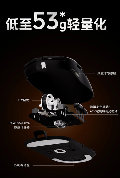 ATK A9 Wireless Gaming Mouse NearLink Technology Ergonomic PAW3395 Tri-Mode Bluetooth Low Latency Esports Mice PC