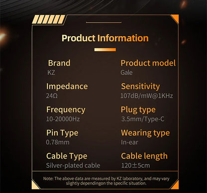 Pre-order KZ Gale In-Ear Super-Linear Driver Hifi IEM Earphone for Game with Detachable Silver-Plated Recessed 2-Pin Cable