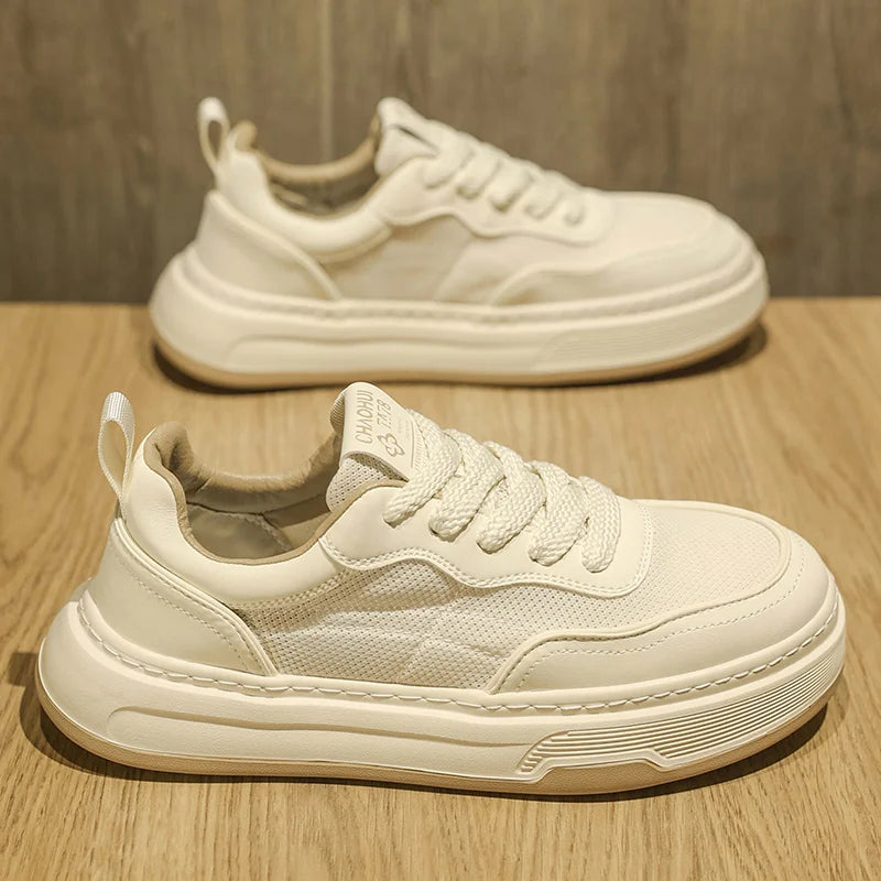 Men's Ultralight Breathable Mesh Sneakers 2025 Fashion Thick Sole Casual Shoes Comfortable Lace-up Trainers for Daily Walking