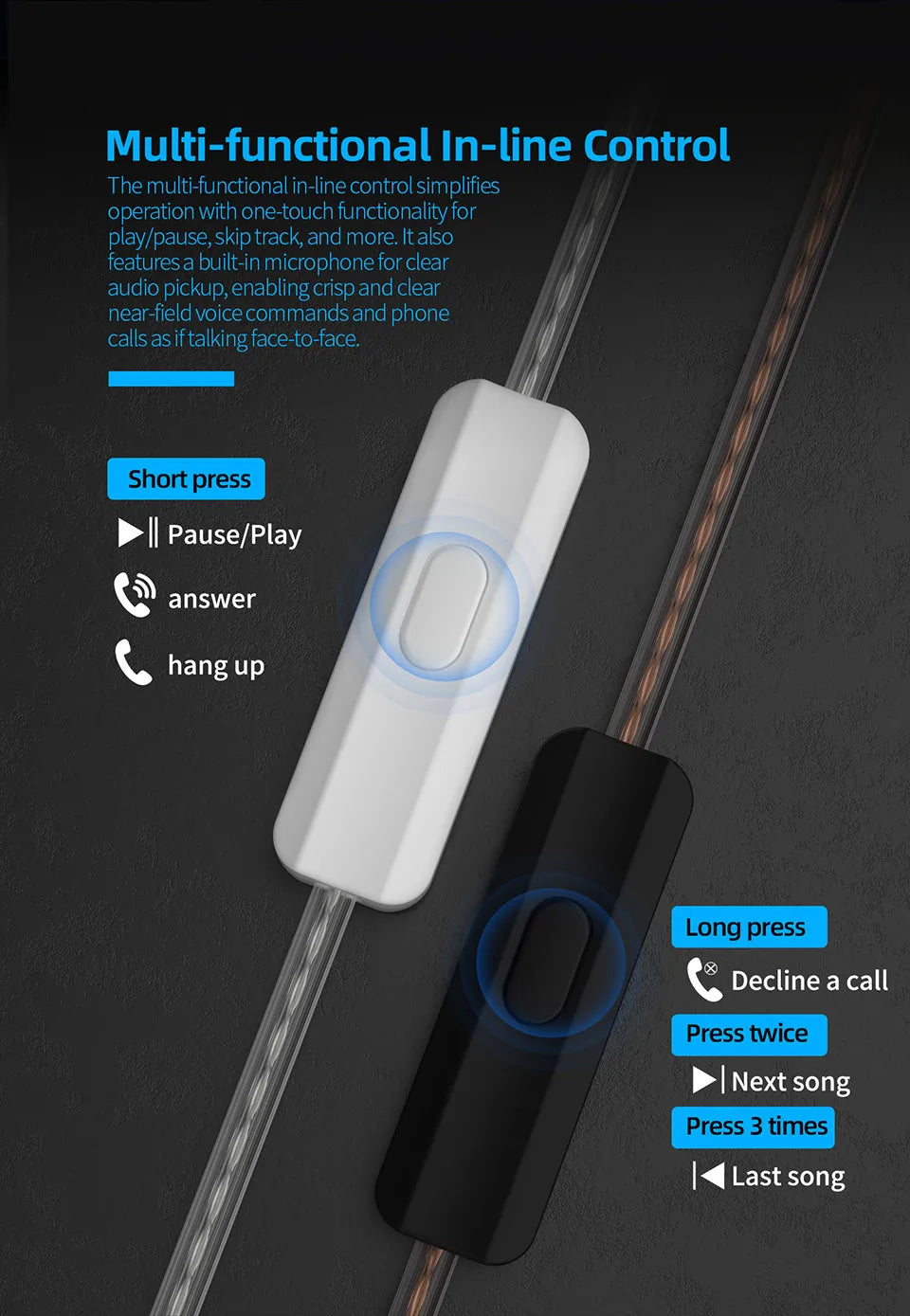 KZ EDC Pro Wire Earphone Large Dynamic Drivers Monitor Bass In-ear Headphone Cancelling Headset with Detachable Audio Cable