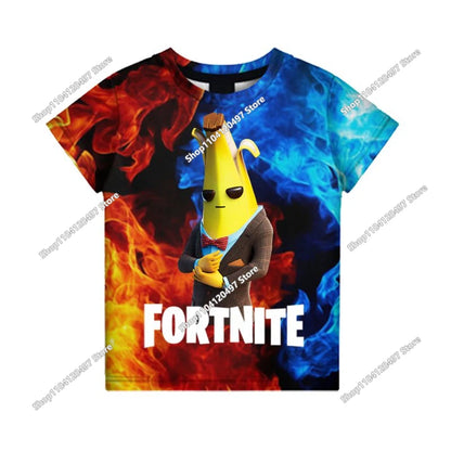 Аниме Fortnite тениски за момичета, тениска за момчета, бели тениски с анимационен принт, летни бебешки тениски, сладки горнища с принт, костюм