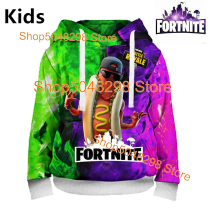 Sweatshirt com Estampado de Herói Fortnite, Jogo Popular, para Rapazes e Raparigas, Roupa 3D Casual, Hoodie para Crianças, Adultos, Homens e Mulheres, Pullover de Primavera e Outono