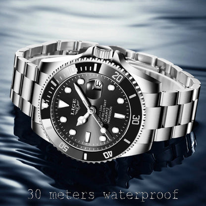 Orologio da uomo LIGE – Cronografo al quarzo, impermeabile, stile casual e professionale, accessorio di moda di lusso di un grande marchio.