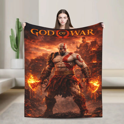 God of War Game Gamers Kratos Blanket  Soft Warm Funny Plush Throw Blanket For Home Decor Travel Flannel Bedspread Bed Cover