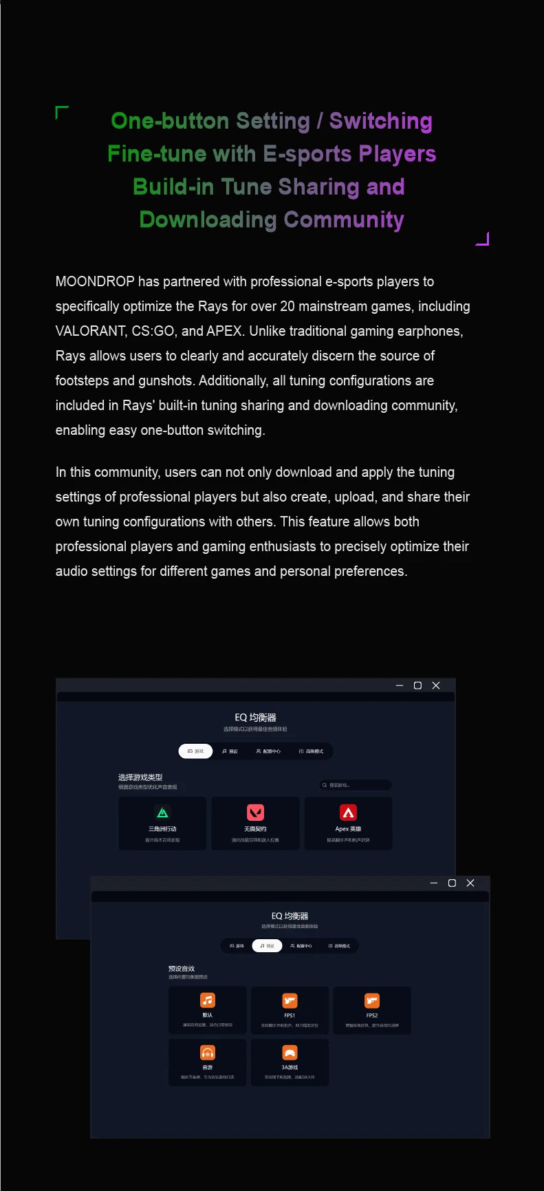 MOONDROP RAYS Gaming Earphones Gravity USB-C DSP Game Sound Card Professional Gaming lEMs Co-tuned with Professional Players
