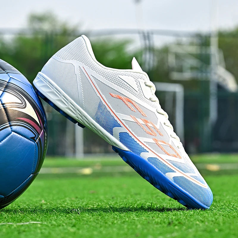 Chaussures de football populaires à tige basse FG/TF, unisexe, pour terrain, entraînement rapide, crampons antidérapants à crampons longs