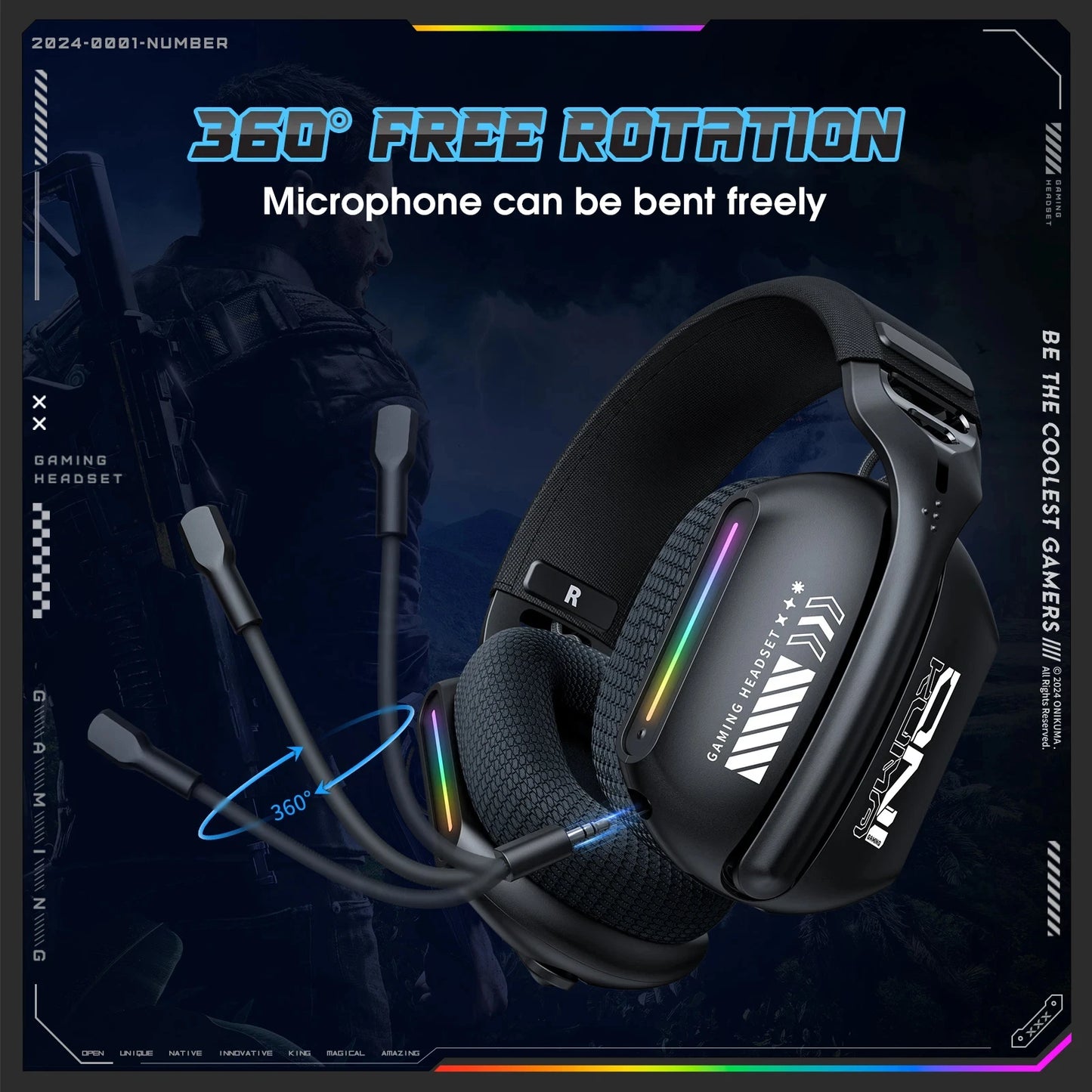 ONIKUMA GT828 Bluetooth Headset Four-mode Connection Over Ear HIFI Stereo Wireless Gaming Headsets with Mic for PC Laptops PS5