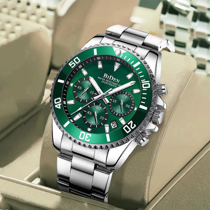 BIDEN Multi functional men's quartz watch luxury waterproof night light business style diving series casual fashion watch
