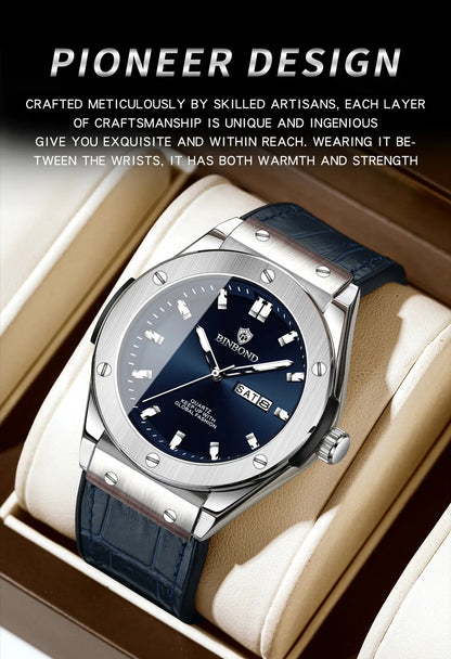 Montre en cuir pour homme, style décontracté et professionnel, montre de luxe pour homme, montres automatiques, montres-bracelets à quartz tendance pour homme, Relojes De Hombre